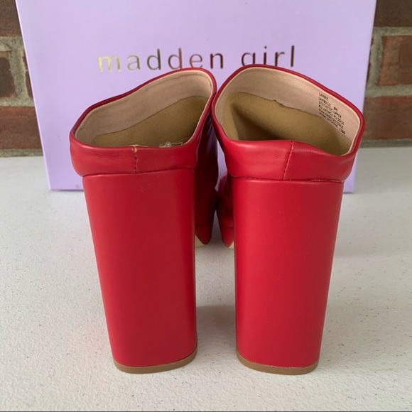 Madden Girl Lambie red chucky heel mule sandals - Picture 7 of 10